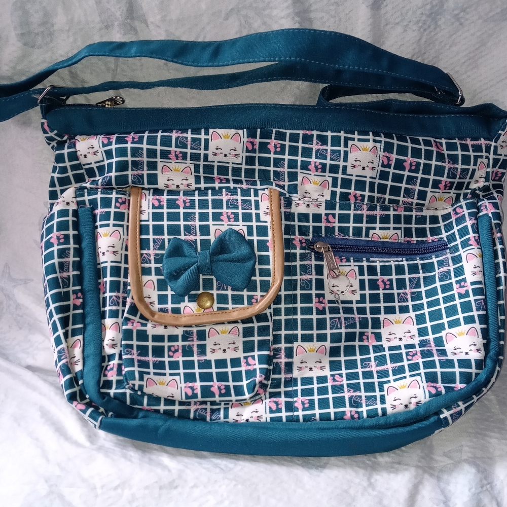 Japanese style school bag in aqua color